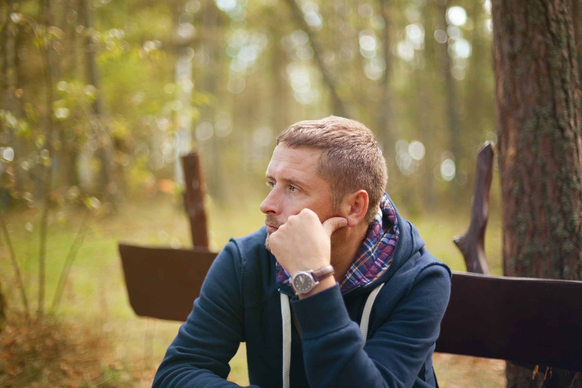 Man on park bench